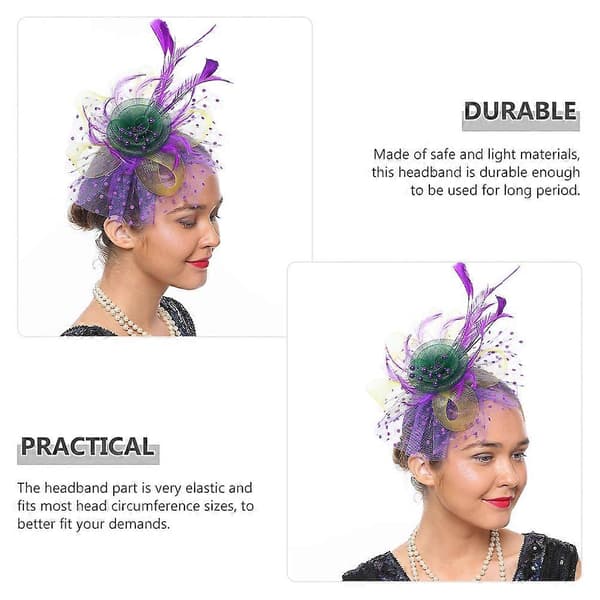 Fascinator-hatt för dam till tebjudning med fjäderdiadem (Peng)