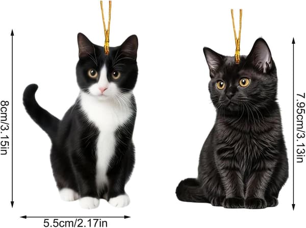 Julkattprydnader 2D Akrylplatta Dekorationer 6-pack (Pe)