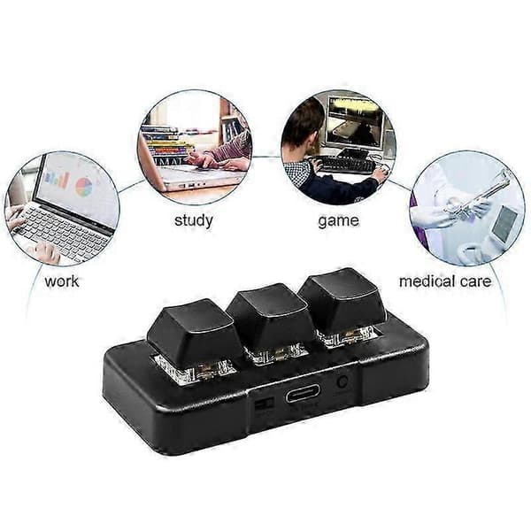 MK321BT Bluetooth 5.1 3-knappars anpassningsbar makro-knappsats för spel och kontor (Peng) Black