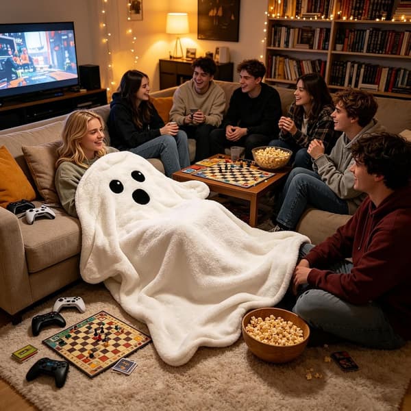 Halloween Spøgelsesmønster Tæppe Sofa Senge Dekorativ Festlig (Pe)