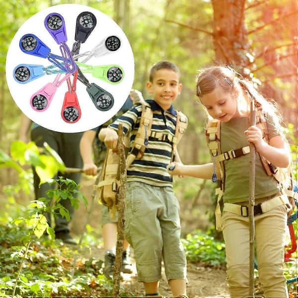 Minikompass för barn Kompassnyckelring Knappkompass Bulkkit Paracord Vandring Överlevnad Små kompasser Barn Scoutkompass (PE)