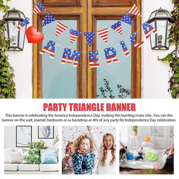 Amerikansk självständighetsdag vimpelbanner festdekoration 2-pack (Peng)