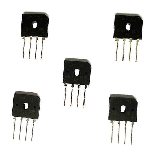 5-pack GBU808 likriktarbrygga platt 8A 800V enfas 4-pin (Peng)