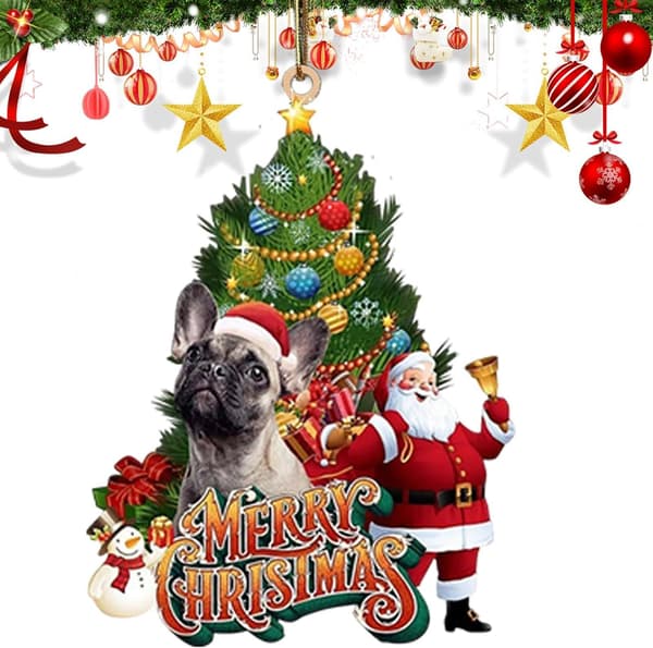 Hundprydnad med jultomten - Julgransdekoration, 10 cm (Pe)