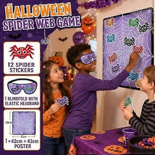 Spider on the Web 14-delt Halloween-spil til drenge og piger (Peng)