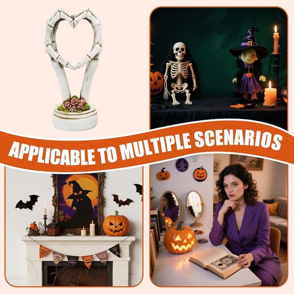 Skeletthjärtskulptur, Handsfigur, Skräckdekoration (Pe)