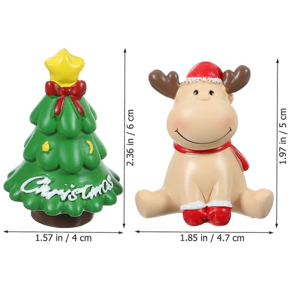 Mini julefigurer i resin til julepynt, 5-delt sæt i lysegul (Peng)