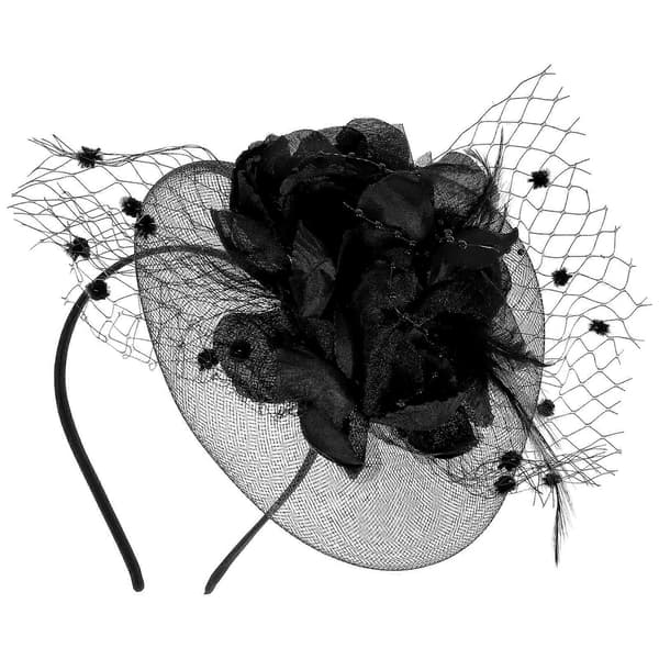 Blommig fascinator-hårband för kvinnor, hatt för tebjudning, 2 st mesh-huvudprydnad (Peng)