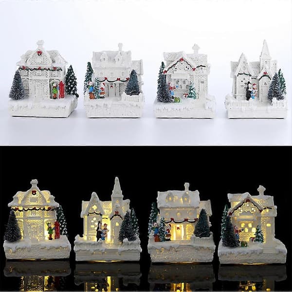 Julby-scen Vinter Snöby LED-ljusdekoration Julbordsdekoration A (Peng) A