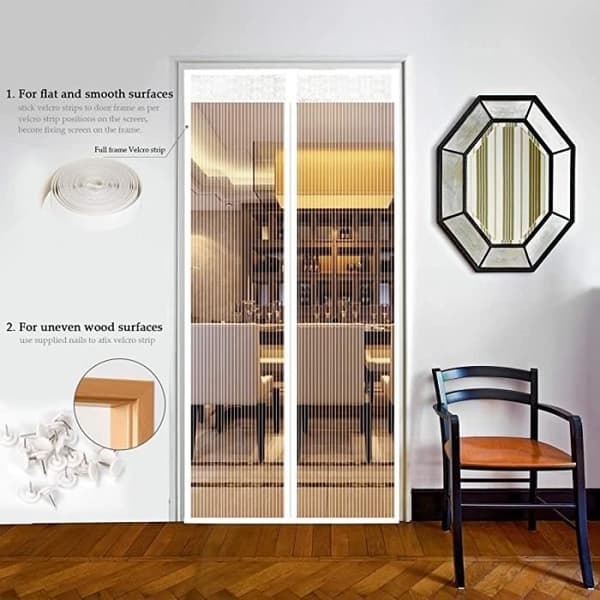 Dörr Myggnät - Ej specificerat - 110x220CM - Automatisk stängning - Magnetisk - Vit (Pe)
