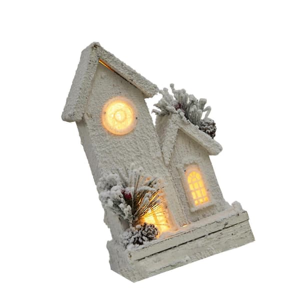 Julbelyst vinterstuga i trä miniatyr skrivbordsprydnad dekorativ jul (Peng) Style A