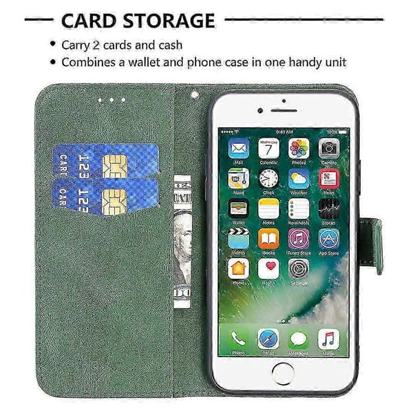 Nyt etui kompatibelt med iPhone 7/8/SE 2020 Grøn sommerfugl mobilcover (PE)
