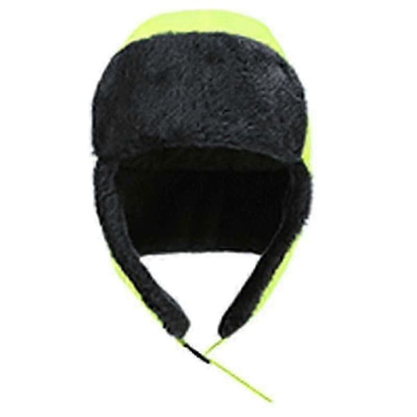 Hi Vis säkerhetskeps vinter varm fleece öronlappar hög synlighet fluffig mössa (Peng) Fluorescent Green