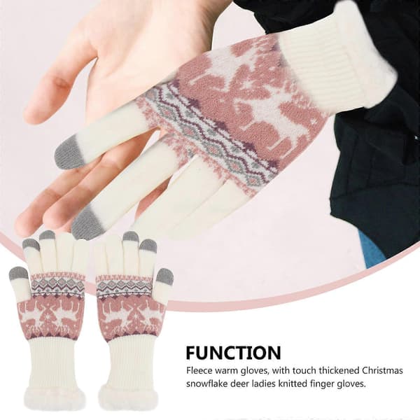 Julhandskar för kvinnor, fingervantar, 2 par, varma stickade vinterhandskar (Peng)