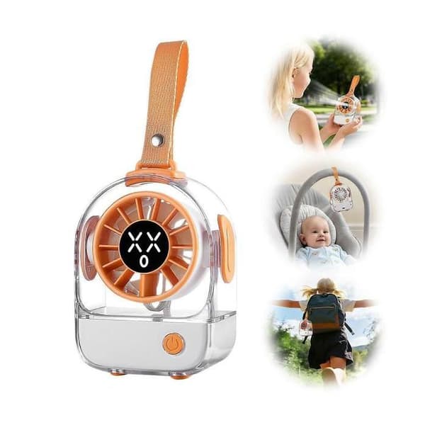 (Orange) Sød gennemsigtig mini bordventilator, bærbar håndholdt ventilator til studerende udendørs rejser med stærk vind (Pe)