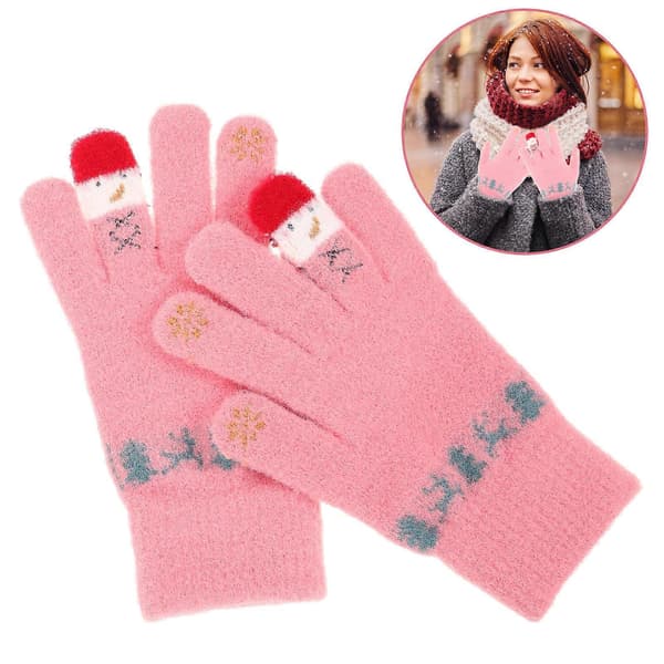 Snowman pekskärmshandskar ridhandskar för kallt väder 1 par rosa (Peng)
