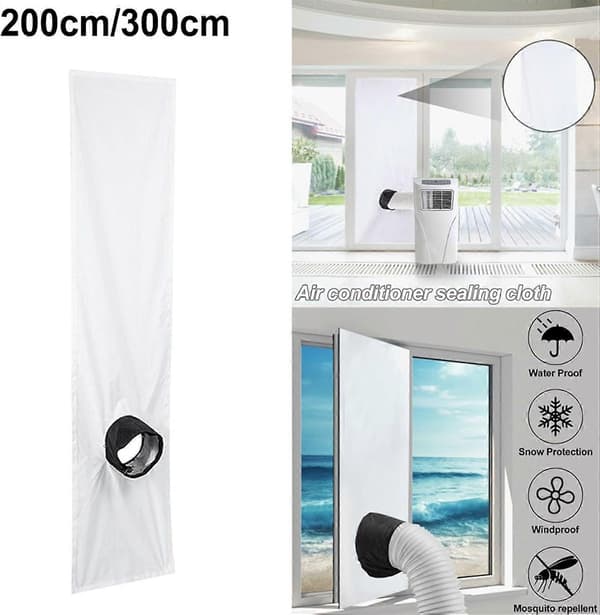 Fönstertätningssats för portabel luftkonditionering, vit polyester, energibesparande, universell passform (Peng)