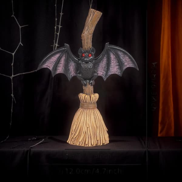 Halloween kvastprydnader fladdermusmotivfigurer mittpunkt (Pe)