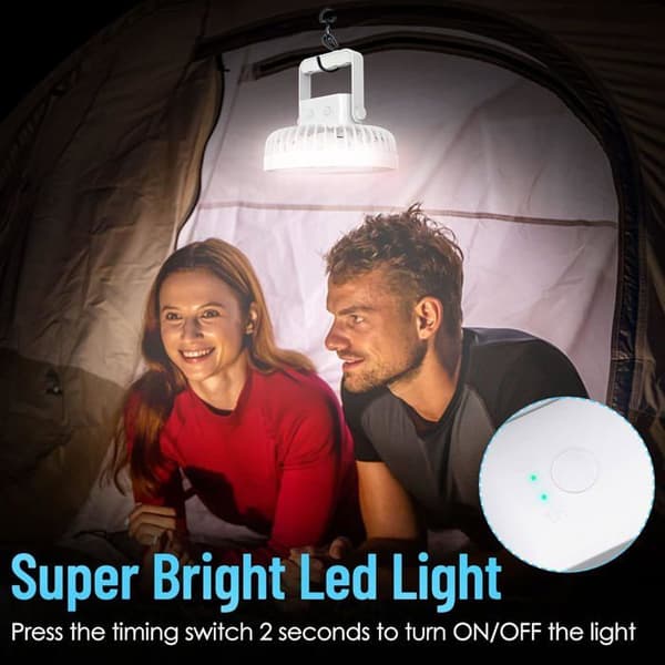 JZSH Bærbar Ventilator - 4-trins USB Ventilator med LED Lys og Timer - Til Hjemmet, Camping og Kontorbrug - Genopladelig (Pe)