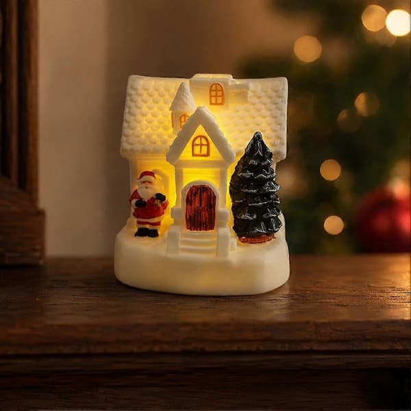 Julgransfigur LED-husstaty Julbordsdekoration Jultomte Julgran Vinter samlarfigur (Peng)