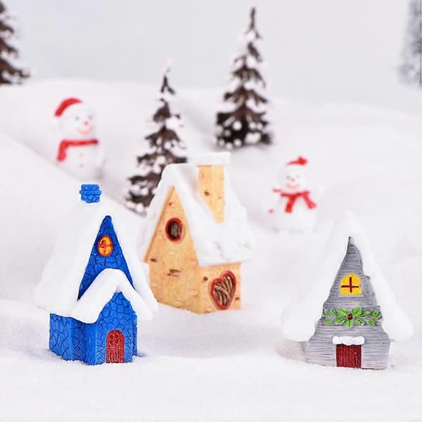Liten snöhus-prydnad i harts för juldekoration, 4-pack (pingvin)