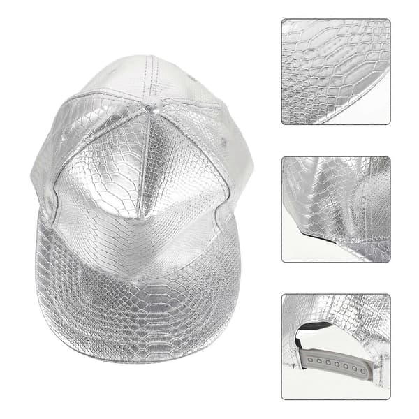 Silverfärgad basebollkeps i PU-läder, unisex med platt skärm för golf, 1-pack (Peng)
