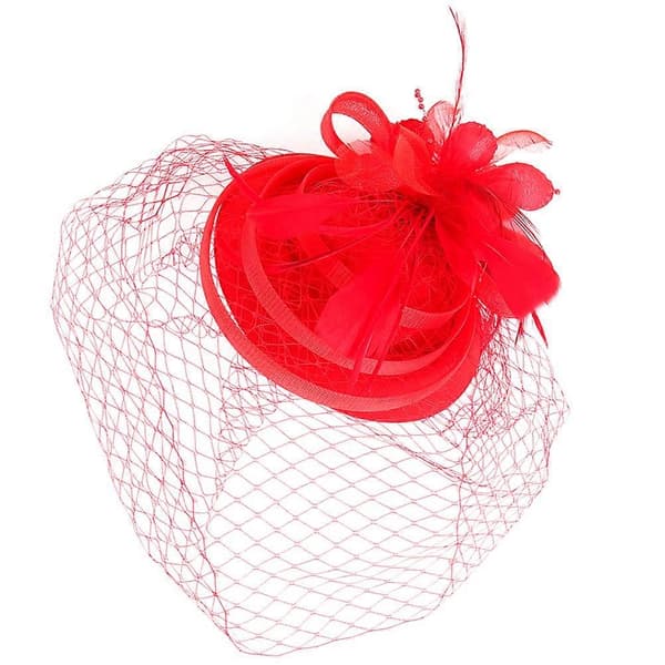 Fascinator-hatt för tebjudning för kvinnor Röd (Peng)
