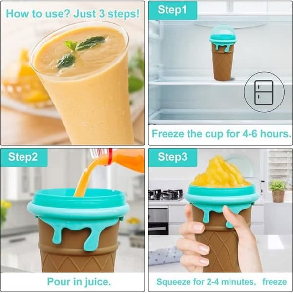 Slushy Maker Magic Squeeze Cup, Glasskopp, Snabbfryst Slushmaskin, Rolig Slushkopp för att göra Milkshakes (Brun) (Pe)