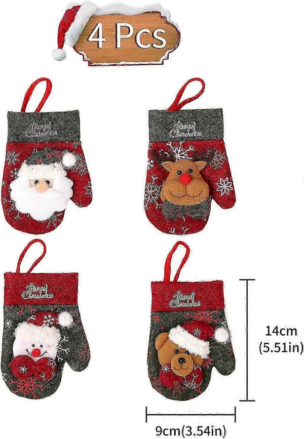 4-pack julbestickhållare, bestickfickor för julbordsdekoration (Peng)