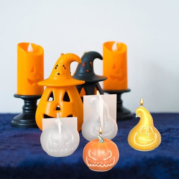 Set med 2 3D-pumpaljusformar, epoxisilikon, heminredning, tvål, Halloween, Ingen (Pe)