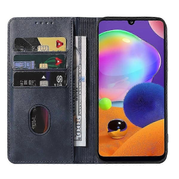 För Samsung Galaxy A31 magnetiskt läderfodral (PE)