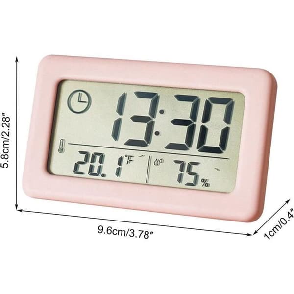 Elektronisk termometer og hygrometer, lille ur, digital temperatur- og fugtighedsindikator, pink (Pe)