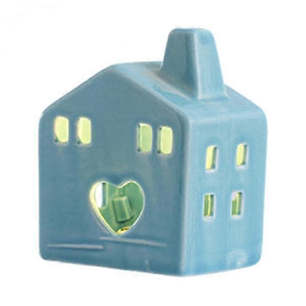 Keramisk julebyhus med LED-lys, lille porcelænshus til jul (Peng) Style C