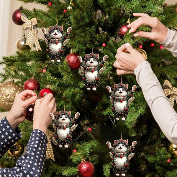 Akryl Jul Katt Hänge Halsband, Väskberlock för Kvinnor & Barn (Pe)