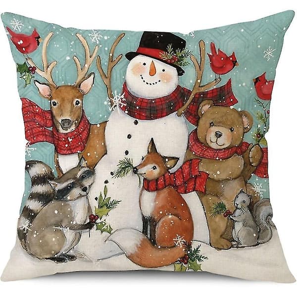 Set med 4 julkuddfodral 45x45 cm för juldekoration julpynt (Peng)