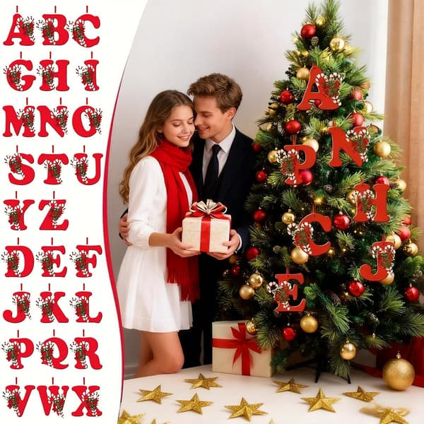 Julbrevdekorationer 26 bokstäver 8cm (Pe)