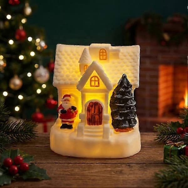 Julgransfigur LED-husstaty Julbordsdekoration Jultomte Julgran Vinter samlarfigur (Peng)