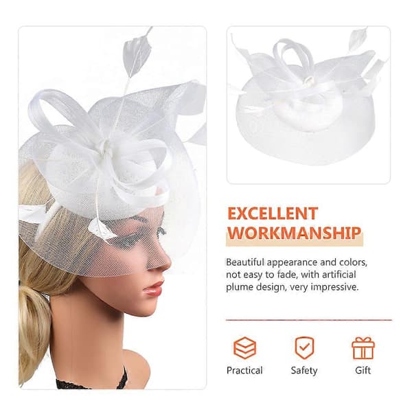 Hårband med blommor i tyll för kvinnor, accessoar för tebjudning och bröllop (Peng)
