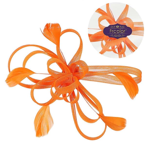 Bröllops-fascinator hårklämma orange (Peng)