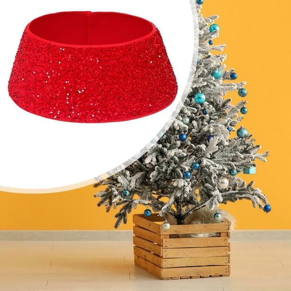 Juletræsfodskjuler Julepynt Julefest Dekoration Glitrende (Peng) Red L