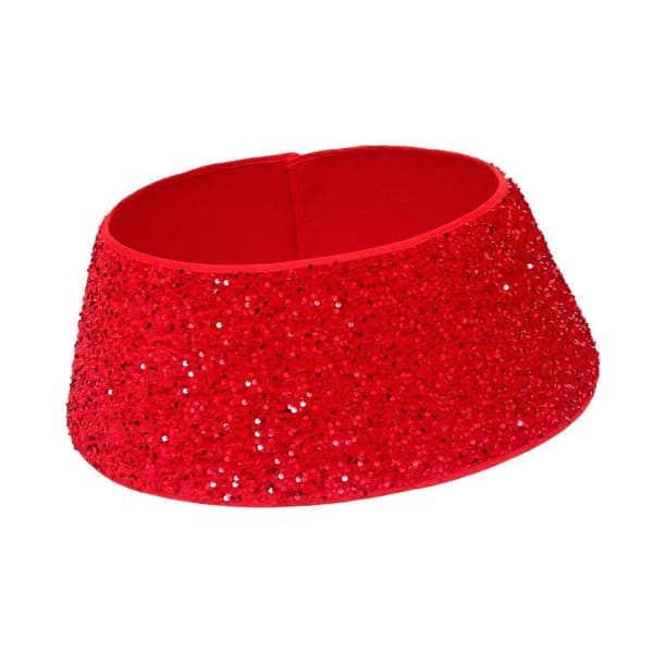 Juletræsfodskjuler Julepynt Julefest Dekoration Glitrende (Peng) Red L