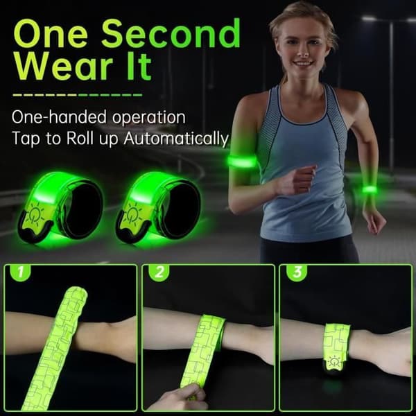 LED-upplyst armband - Ej specificerat - 2 st - Uppladdningsbart - Hög synlighet - Nattssäkerhet (Pe)