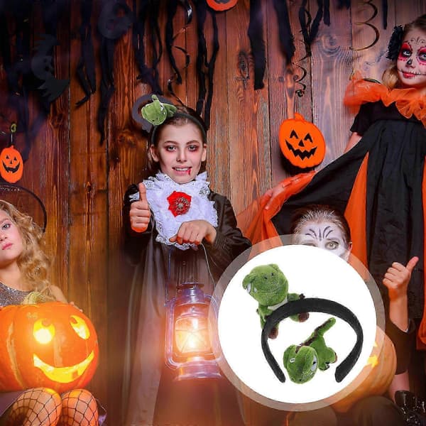 Halloween Dinosaur Hårbøjle og Hårspænde til Dekoration 2 stk. Grønt Hårtilbehør til Børn (Peng)