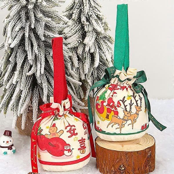 Z10 julepynt, børnehave juleaften æbleposer, børnetasker til gaver, lærredsslikposer V (Peng) snowman
