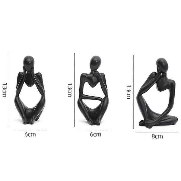 Simple Modern Mini Staty Prydnad Hemtillbehör Kreativ Skrivbordsdekoration för Kontor (Peng) Black Left Thinking