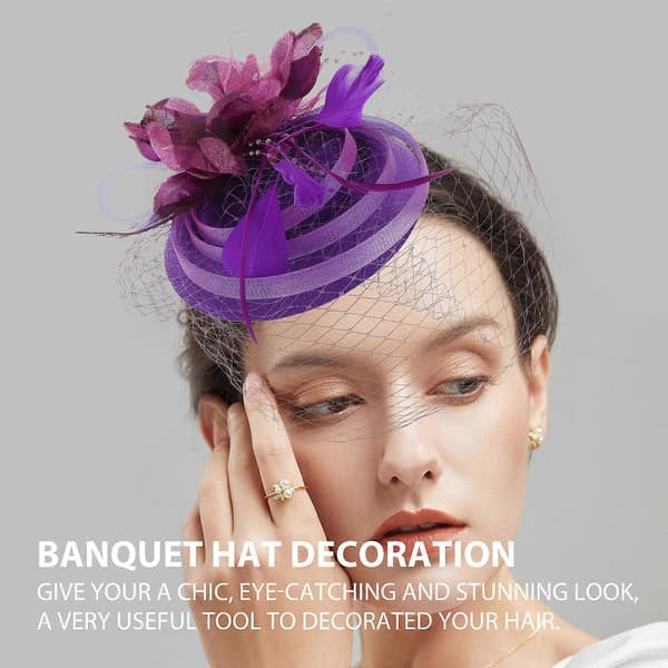 Fascinator-hårband i tyg för bankett, håraccessoar för kvinnor (Peng)
