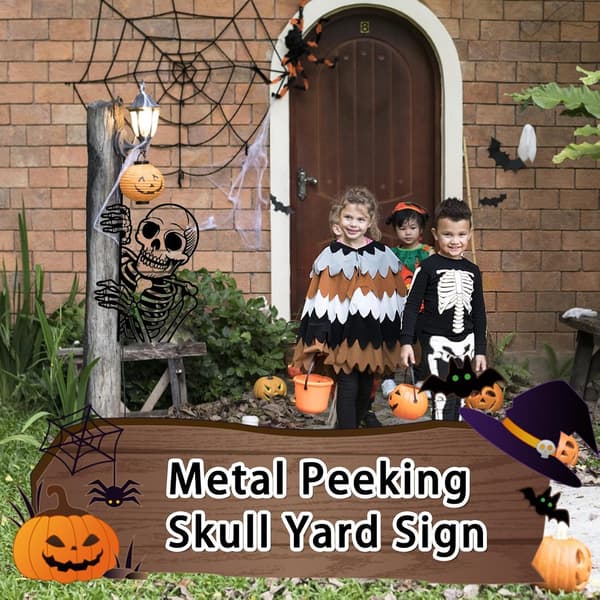 Halloween Trädgårdsdekorationer i Metall Roliga Skyltar Sidoblick (Pe)