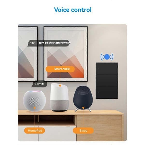 Matter WiFi Smart Switch för Smart Things Homekit APP 3-vägs (Peng) 3 Gangs