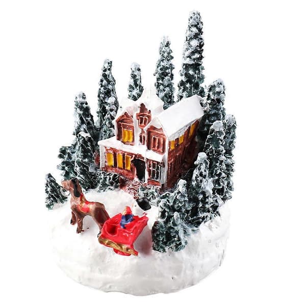 Mini lysende julehus til dekoration i harpiks i assorterede farver (Peng)