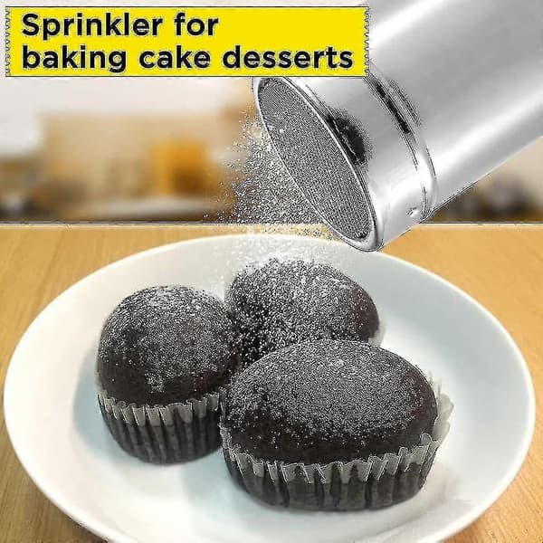 Högkvalitativ chokladshaker med lock i rostfritt stål för mjöl, 2 st (PE)